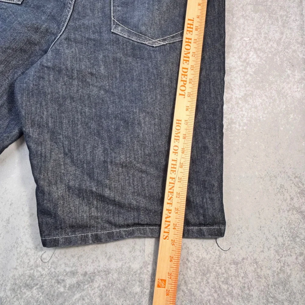 Premium Denim Distressed Baggy Jorts Y2K Dark Wash Skater Denim Shorts 40